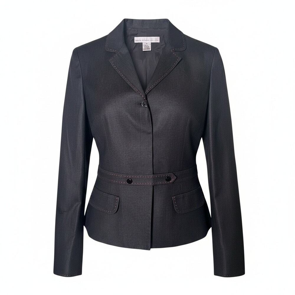 David Warren Women's Size 14 Single-Breasted Blazer Blue Silk Blend Jacket